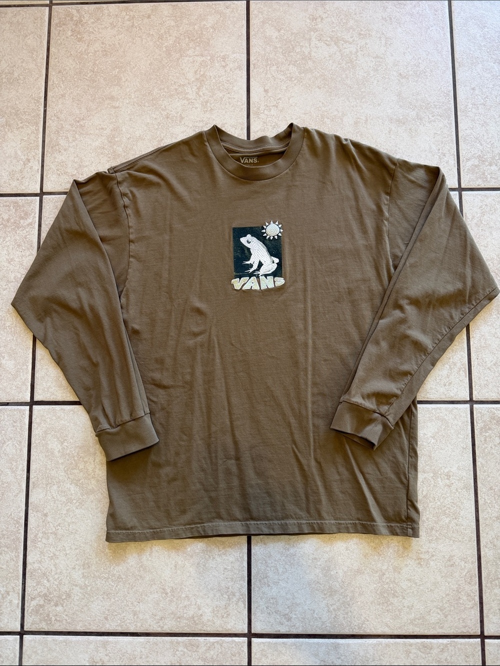 Vans Olive Long Sleeve Tee with frog Patch